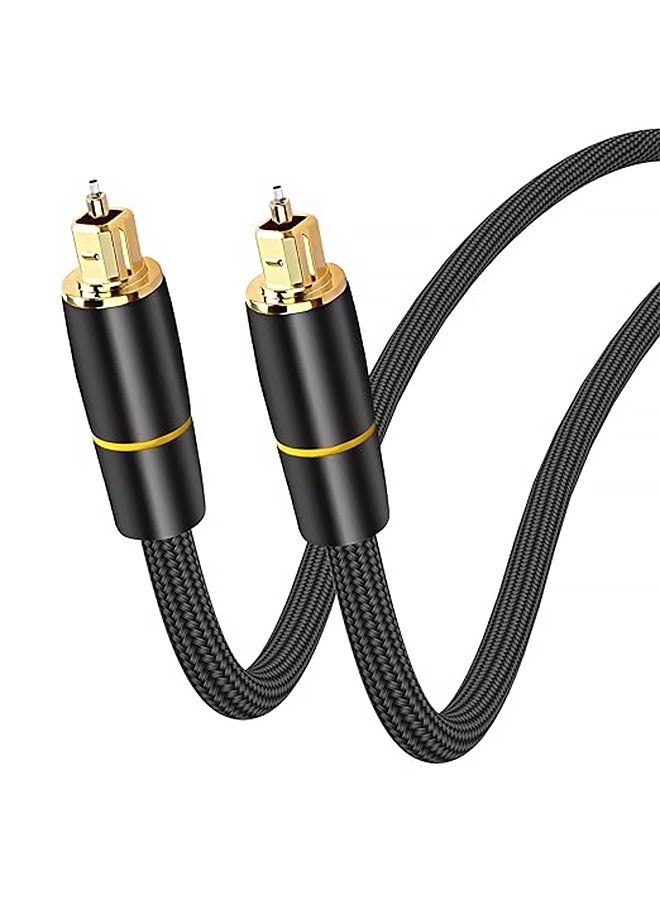 كابل صوت بصري رقمي، كابل صوت بصري من الألياف، سلك ذكر إلى ذكر، مضفر من النايلون ومطلي بالذهب، مناسب للمسرح المنزلي، مكبرات الصوت، التلفزيون، نظام الاستريو (1.5 متر) - Image 1